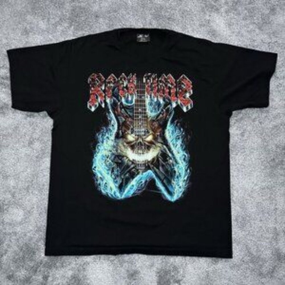 Jays Rock GUITAR Rock Time T-Shirt Mens XXL Black Piercing Skull Music Horror